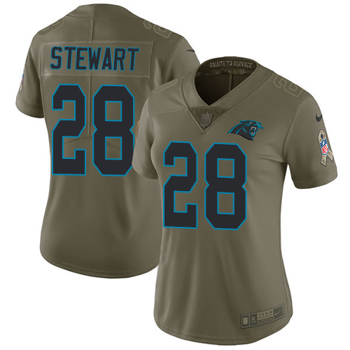 Nike Panthers #28 Jonathan Stewart Olive Women's Stitched NFL Limited Salute to Service Jersey - Click Image to Close